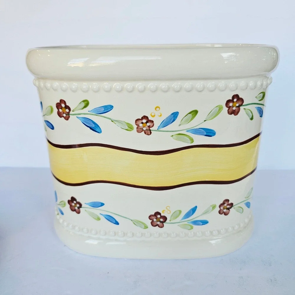 Nonni's Ceramic Biscotti Jar Floral Hand Painted Cookie Canister Farmhouse Decor